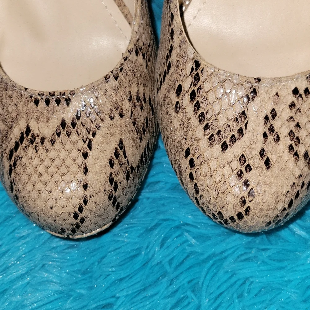 Bamboo Snakeskin Print Stiletto Heels Size 7.5 - Picture 3 of 8